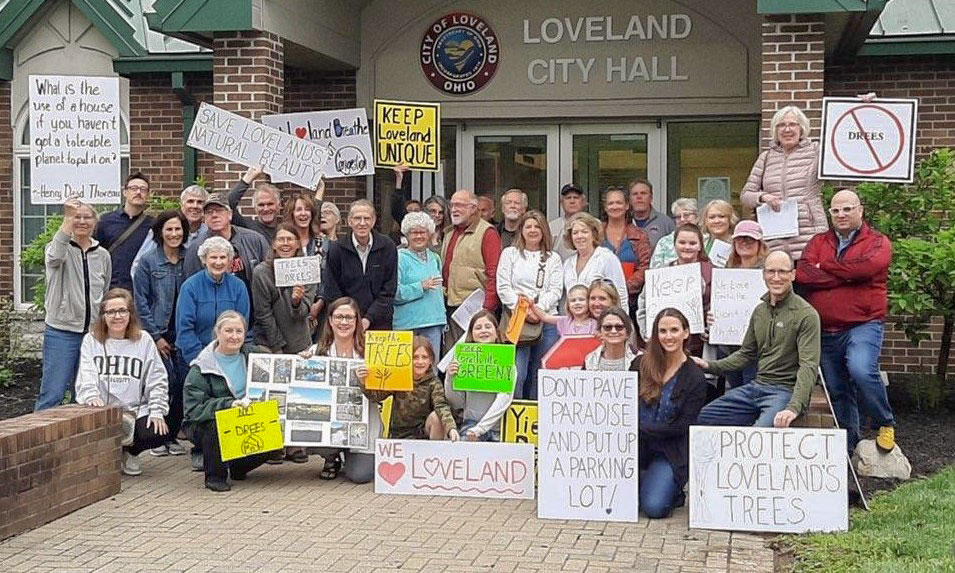 Group protest in front of Loveland City Hall.