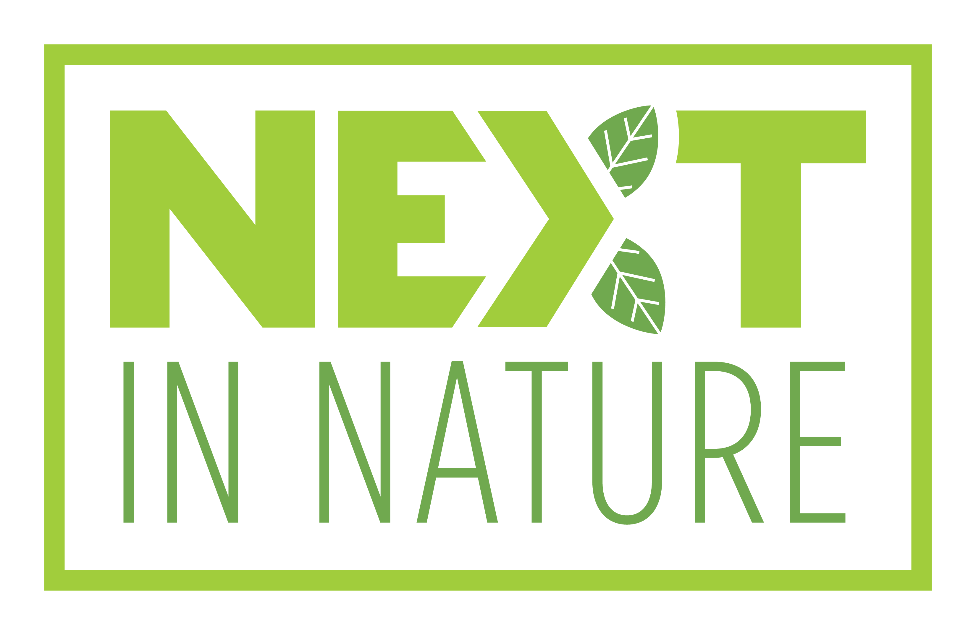 A  light green logo that says NEXT IN NATURE