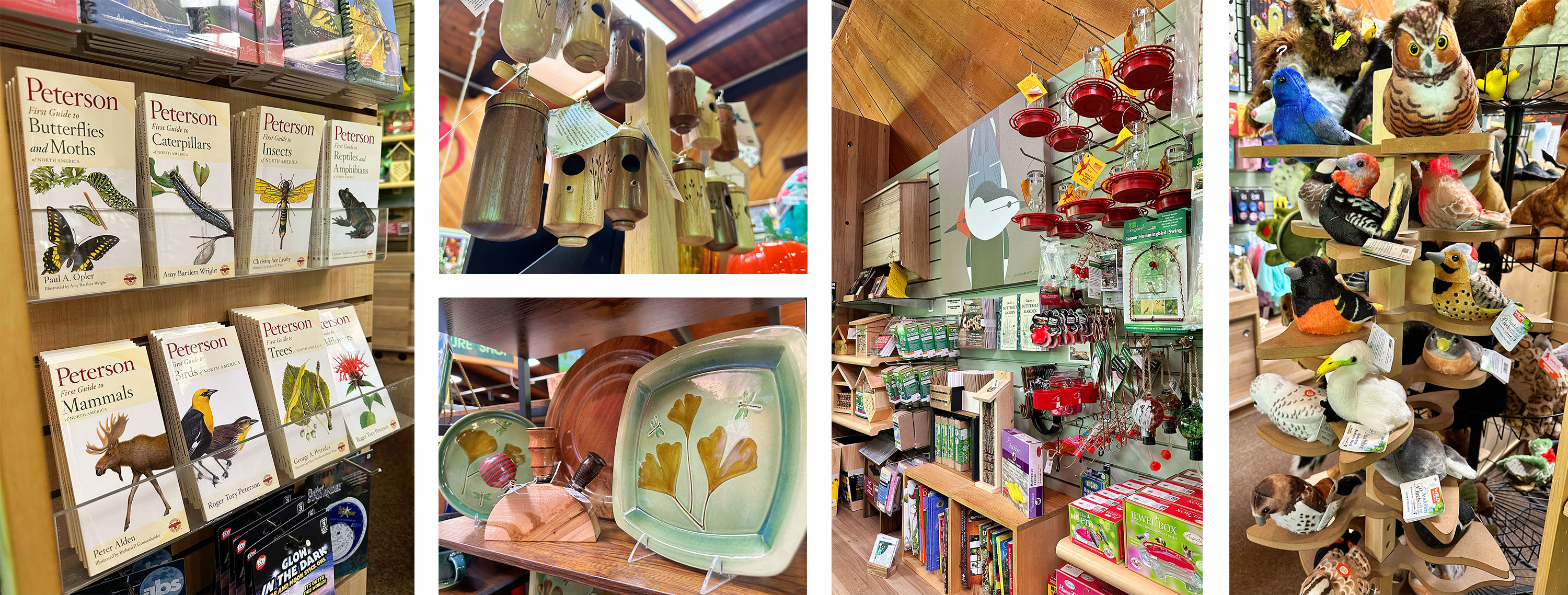 Various products that can be found in the Rowe Woods Nature Shop.